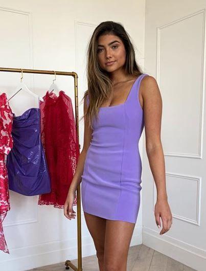 Purple bec hot sale and bridge dress