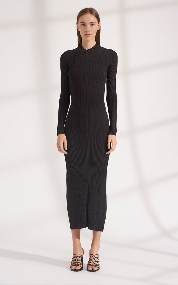 Dion Lee Stripe Rib Twist Midi Dress Black Styled by Niks