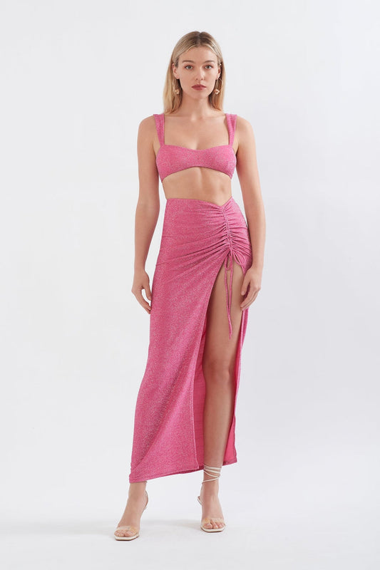 Issa Top & Ruched Maxi Skirt Set